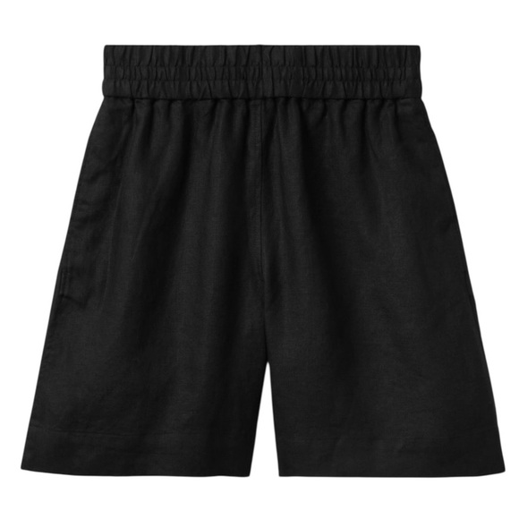 COS Pants - COS linen elastic high waist relaxed fit black shorts Sz XS excellent condition